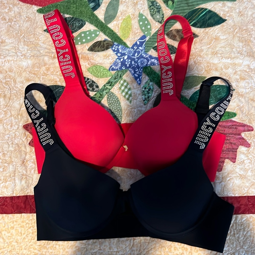 🌺 juicy couture bra 34c set 2 red and black new no tag padded push up